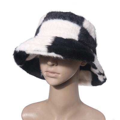 China European and American European and American thick plaid plush basin trend fashion style fur fur animal fisherman Hat for sale