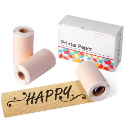 China Thermal 15mm 25mm Silver Gold Sparkle Small Size Semi-transparent Color Self Adhesive Sticky Thermal Paper Roll For Phomemo M02S Printer for sale