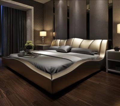 China Leather (Full Size) Adjustable Bed is new high-end and large luxury double tatami master bed light and luxury modern single bedroom suit for sale