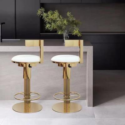 China Modern simple black and white personalized creative bar stool stainless counter modern Nordic family bar stool gold backrest reception bar stool for sale