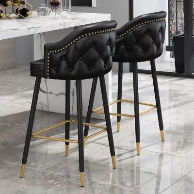 China Adjustable Modern Nordic High Stools Hotel Household Bar Chair (Height) Solid Wood Leisure Bar Counter Sneak Leather Counter Stool for sale