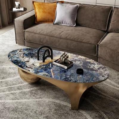 China Manufacturer Promotions Luxury Modern Marble Top Coffee Table Stainless Steel Modern Coffee Table (Height) Adjustable Marble Table 2023 for sale