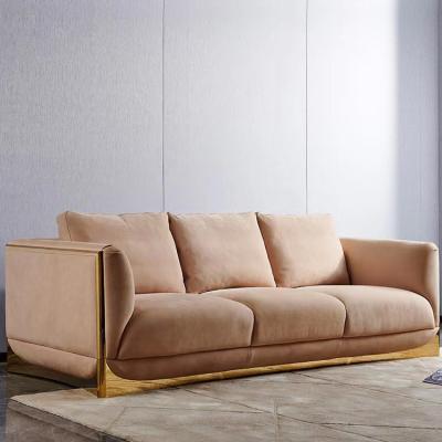 China Other Sofa Living Room Simplicity Modern Light Luxury New Villa High End Style Designer Frosted Fabric Three Person Sofa for sale