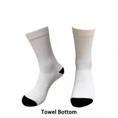 China Antibacterial White Polyester Socks Sublimation Mens Basketball Empty Socks for sale