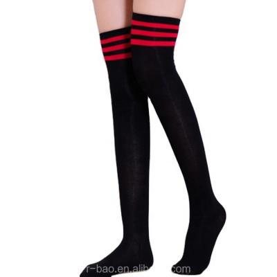 China Anti-Fault Women Black Stripe Tube Dresses Over Knee High Thigh High Stockings Cosplay Socks for sale