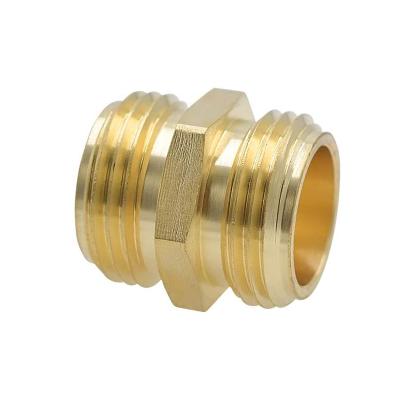 China No Leaks 3/4 Inch Brass Garden Hose Adapter Dual Male Quick Connector for sale