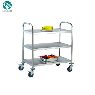 China SS201 / SS430 HOT SALE 3 Tiers Restaurant Stainless Steel Serving Trolley for sale