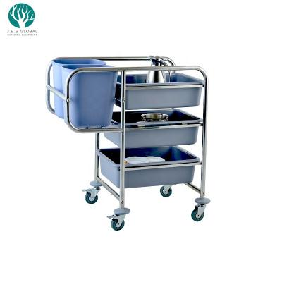 China SS201 / SS430 Factory Sales Restaurant 5PVC Serving Trolley Collecting Stainless Steel for sale