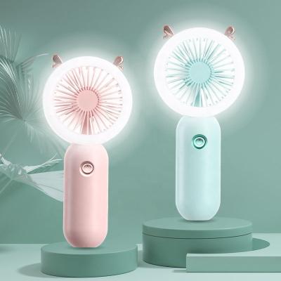 China USB Rechargeable Hand Fan Strong Wind Pocket Air Cooler Mini Fan Traveling And Shopping Night Light Portable Fan for sale