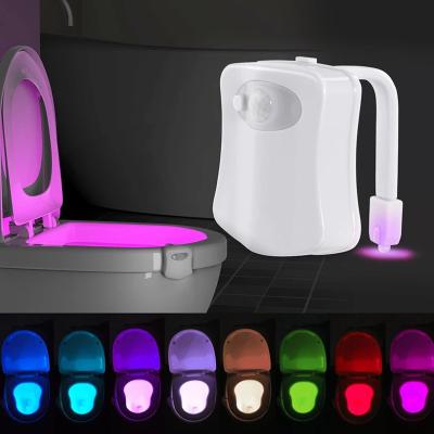 China PIR Motion Sensor Toilet Lights LED Toilet Night Light School Toilet Night Light 8 Colors Toilet Bowl Lighting for Bathroom Washroom for sale