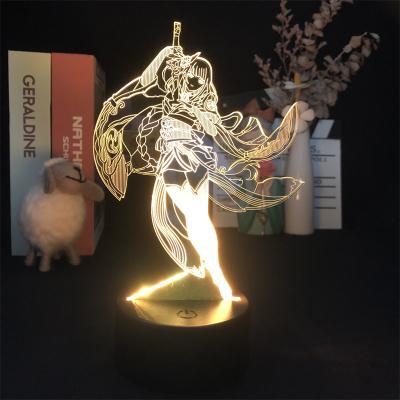 China Ayaka Lamp Anime Night Light Shogun Raiden Impact Genshin Child Adult Birthday Gift Game Figure For Party Industrial Decor Tartaglia Yoimiya for sale