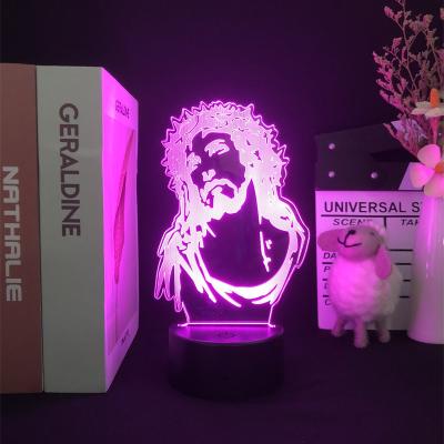 China Optical 3D Illusion Christ LED Industrial Bulbing Jesus Light 7 Colors Gift Decor Home Night Lights for sale