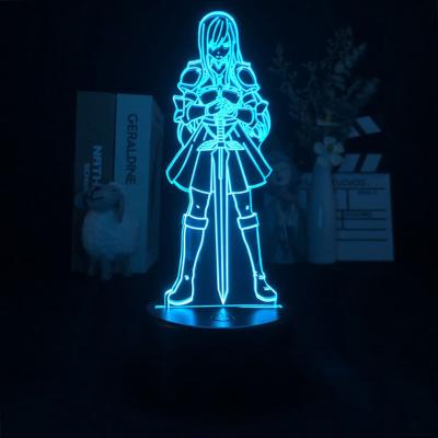 China Anime 3d Industrial Lamp Tail Fairy Erza Scarlet For Bedside Manga Fairy Tail Room Led Light Kid Birthday Gift Bedroom Decor Night Light for sale