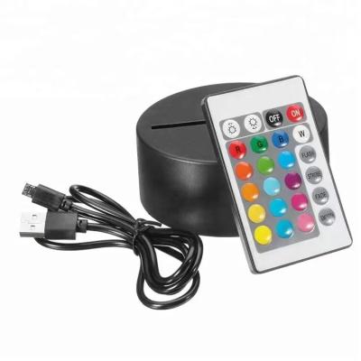 China Asian Touch RGB Night Light Lamp Base USB Remote Control Acrylic Led Illusion Lights 3d Optical Bass Light for sale