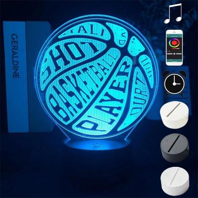 China Industrial LED Basketball Team Lakers 3D Optical Illusion Lamp Smart 7 Colors Night Light Table Lamp for sale