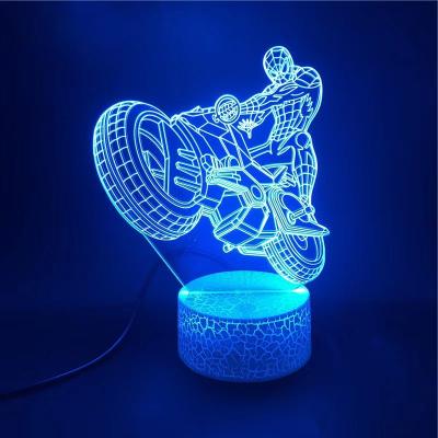 China Industrial Motorcycle 3D Optical Illusion Lamp 7 Colors Change LED Night Light Toys For Children Kids for sale