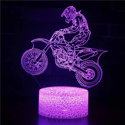 China Motorcycle 3d Night Lamp Modern Novelty Led 3D Stereo Table Decorative Lamp Gift Usb Creative 3D Led Night Light for sale