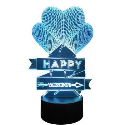 China Valentine Gift Lamp 3D Industrial Acrylic Led Night Light Heart Lamp I Love You for sale