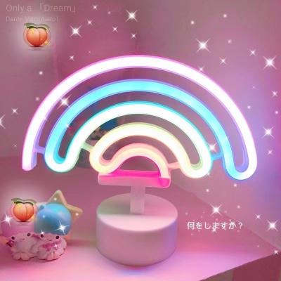 China Table Decor Industrial Battery Usb Powered Flamingo Rainbow Letters Customs Lead Neon Lights for sale