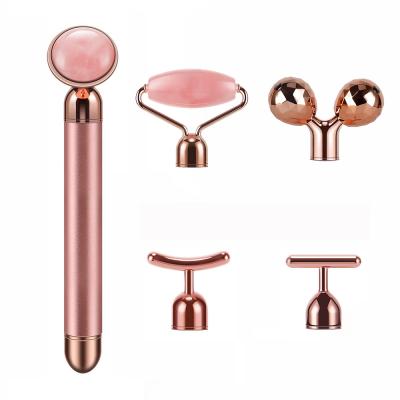 China Natural Face Lift Wholesale Beauty Quartz Jade Roller Gua Sha Set Face Massage Jade Roller for sale