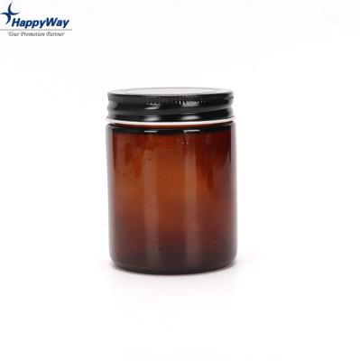 China Optional Custom Logo Wholesale Empty Clear Amber Glass Candle Jar With Lid for sale