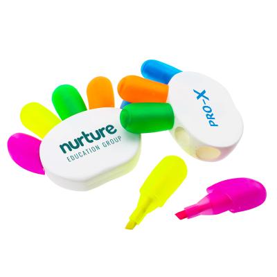 China Promotional Markers & New Highlighter Bars Hand Shape 5 Color Highlighter Pen for sale