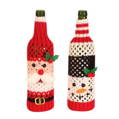 China Christmas Products Christmas Decoration Items Knitting Woolen Wine Bottle Cover Ornaments for sale