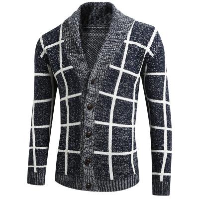 China Anti-pilling Soft Comfortable Office Knitted OEM Sweater Printed Long Sleeve Jacquard Cardigan Sweater For Man for sale