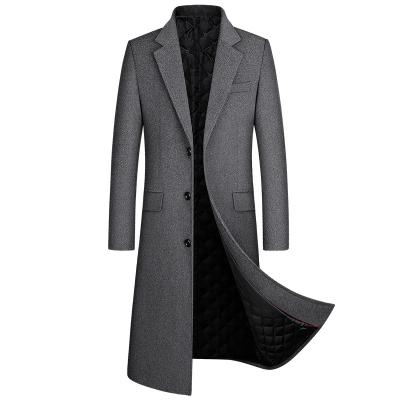 China Winter Sustainable Spring Turn Down Collar Wool Thick Warm Long Trench Coat For Men for sale