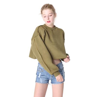 China Plain OEM Custom Anti-pilling Crewneck Cropped Hooded Women Sweatshirt for sale