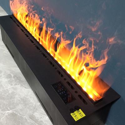 China Can Touch The Flame Directly LED Digital Display Timing Function Ultrasonic Water Fireplace Mist Steamer for sale