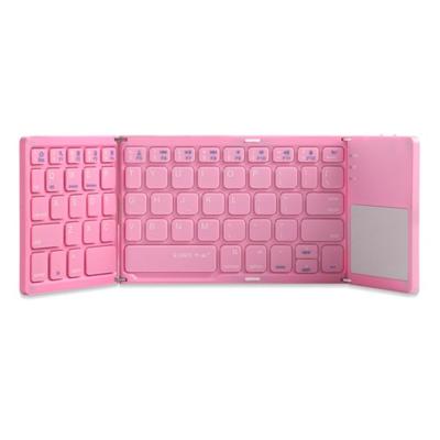 China NEW Pink B033 QWERTY Layout Foldable BT Wireless Keyboard and Wireless Touchpad Keyboard for Android Windows IOS Tablet for sale