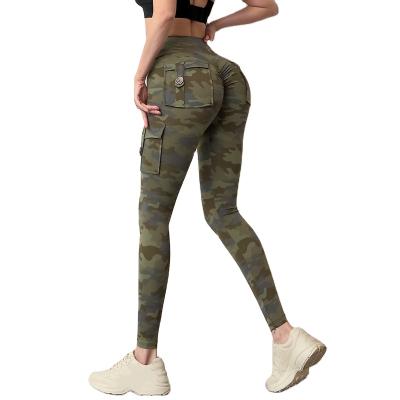 China 2022 Custom Breathable OEM Logo Women High Waist Fitness Gaiters With Pockets Butt Lift Camouflage Seamless Yoga Pants for sale