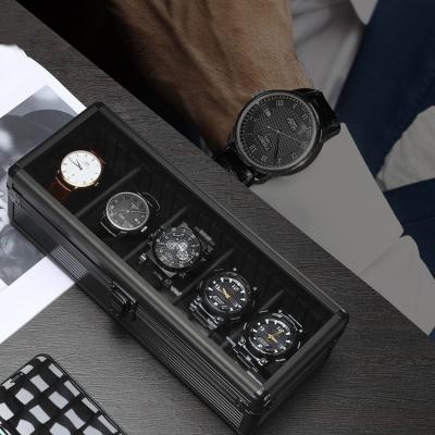 China Factory 5 Grid Aluminum Slots Aluminum Watch Display Box EVA Dividers Jewelry Watches Storage Removable Box Case for sale