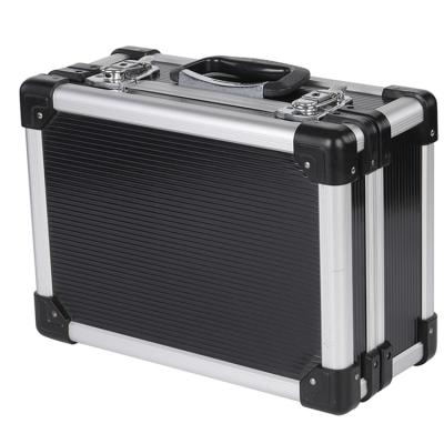 China Carry OEM Black Aluminum Hard Portable Digest With Pocket In Lid for sale