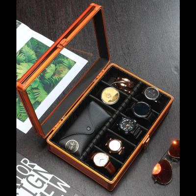 China Interesting Dropshipping Quality 10 Multiple Glass Storage Slot Jewelry Wallet Watch Aluminum Packaging Box for sale