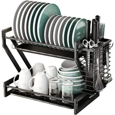 China Durable Durable Stainless Steel Dish Drainer For Kitchen Countertop Dish Rack Organizer for sale