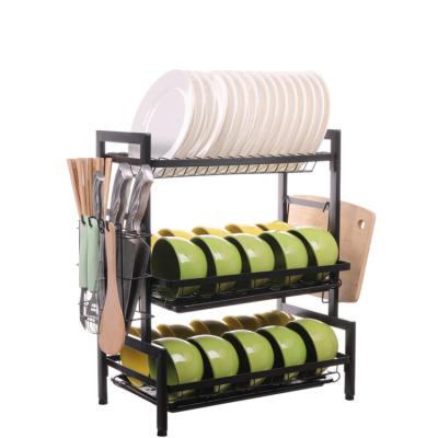 China Sustainable 2 Tier Eco-Friendly Bamboo Kitchen Cooking Tools Utensils Collapsible Rack Drying Rack for sale