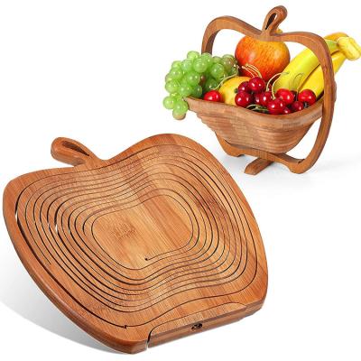 China Viable Folding Bamboo Basket Tray Snack Box Holiday Food Tray Fruit Bowl Fruit Basket Dried Fruit Holder for sale