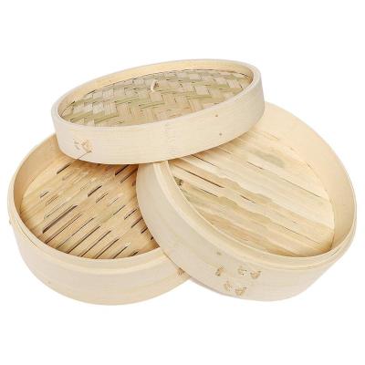 China Momo Organic Natural Bamboo Rice Steamer Basket Kitchen Viable Wholesale 10 Inch With Lid for sale