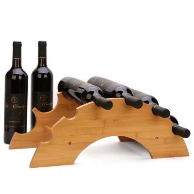 China Sustainable Bamboo Wine Racks Bottle Display Stand Wine Rack for sale