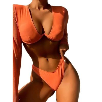 China 2022 Designer Adult Swimsuits Famous Antibacterial Girl Brands Sexy Bikini 2 Piece Women Swimwear Black White Female Swimwear Long Sleeve 2022 for sale