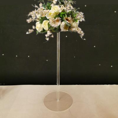 China Tall Acrylic Flower Stand 60 cm Crystal Wedding Road Lead Wedding Table Centerpiece Round Acrylic Event Party Decoration for sale