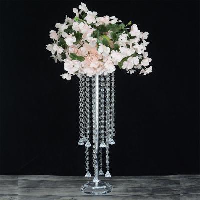 China Metal and Acrylic Silver Vases Metal Flowers Stretch Crystal Wedding Centerpieces Event Flower Road Lead Home Decoration for sale