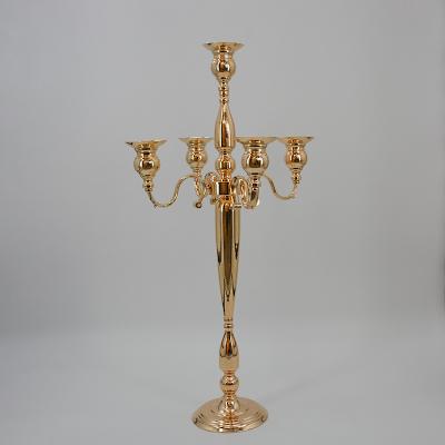 China IMUWEN Weddings 5am Candle Holders Gold Metal Candelabras Crystal Candlesticks For Wedding Event for sale