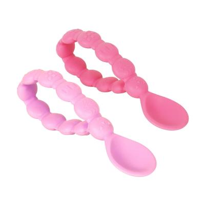 China New Designs BPA Free Silicone Ring Shape Baby Spoon Baby Utensil Feeding Set For Kids for sale