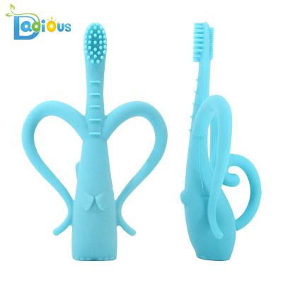 China New BPA Free Baby Brush Silicone Teether Toothbrush Chewing Infant Toothbrush for sale