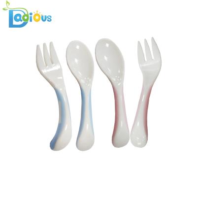 China Sustainable Products Baby Supplies Baby Spoon Safety Baby Spoon And Fork Feeding Set For Training for sale