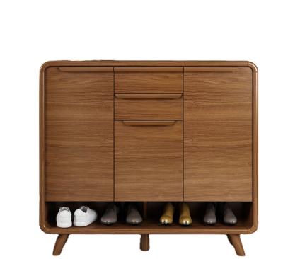 China New Chinese Home Furniture Walnut Color Wooden Shoe Storage Cabinet Design Shoe Cabinet for sale