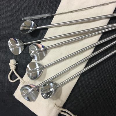 China Eco Friendly 304 Grade Heart Shape Stainless Steel Spoon Straws Sustainable for sale